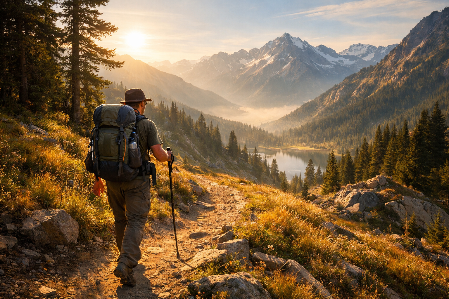 Doğada yürüyüş manzarası